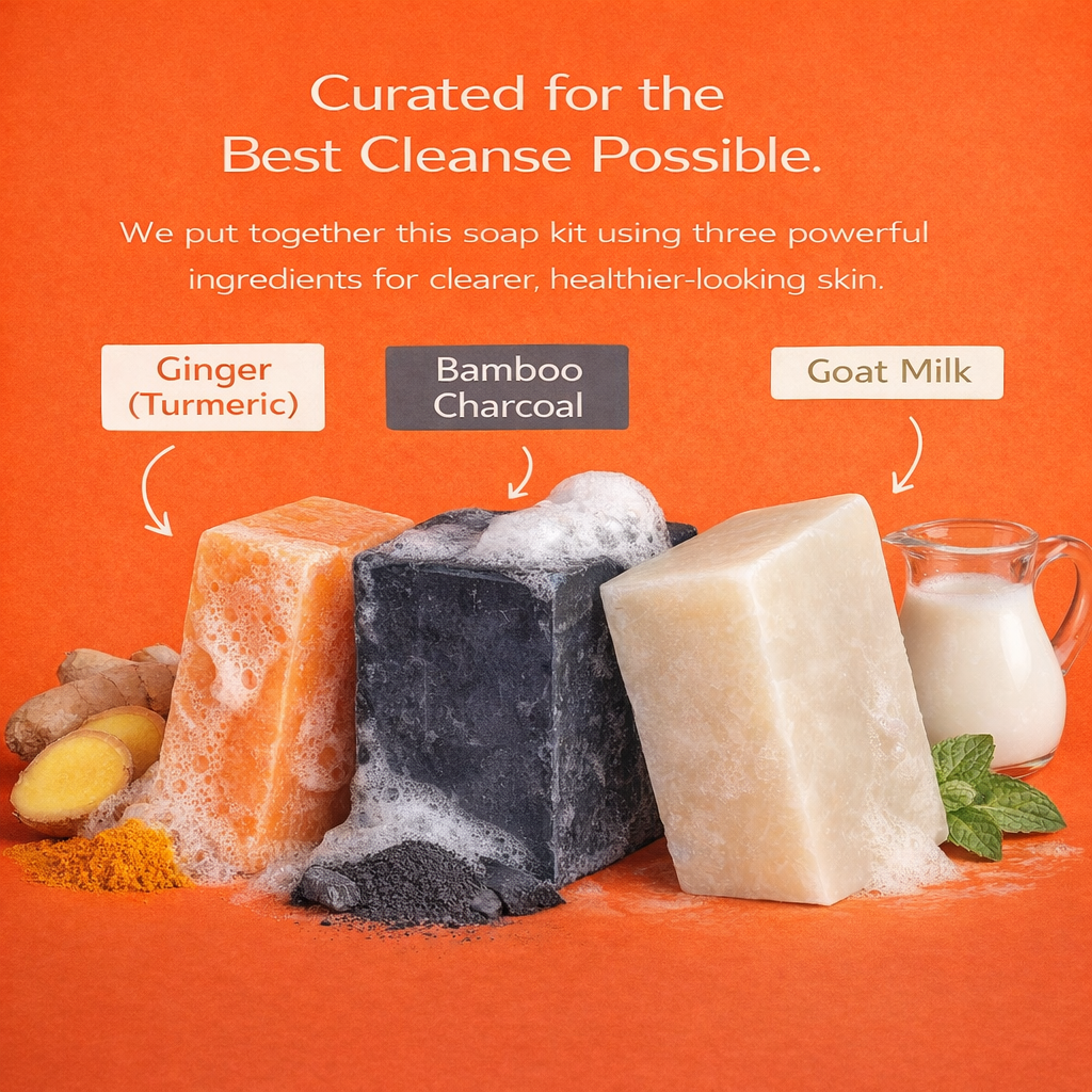 Deep Cleansing Soap Kit – Bamboo Charcoal, Ginger & Goat Milk